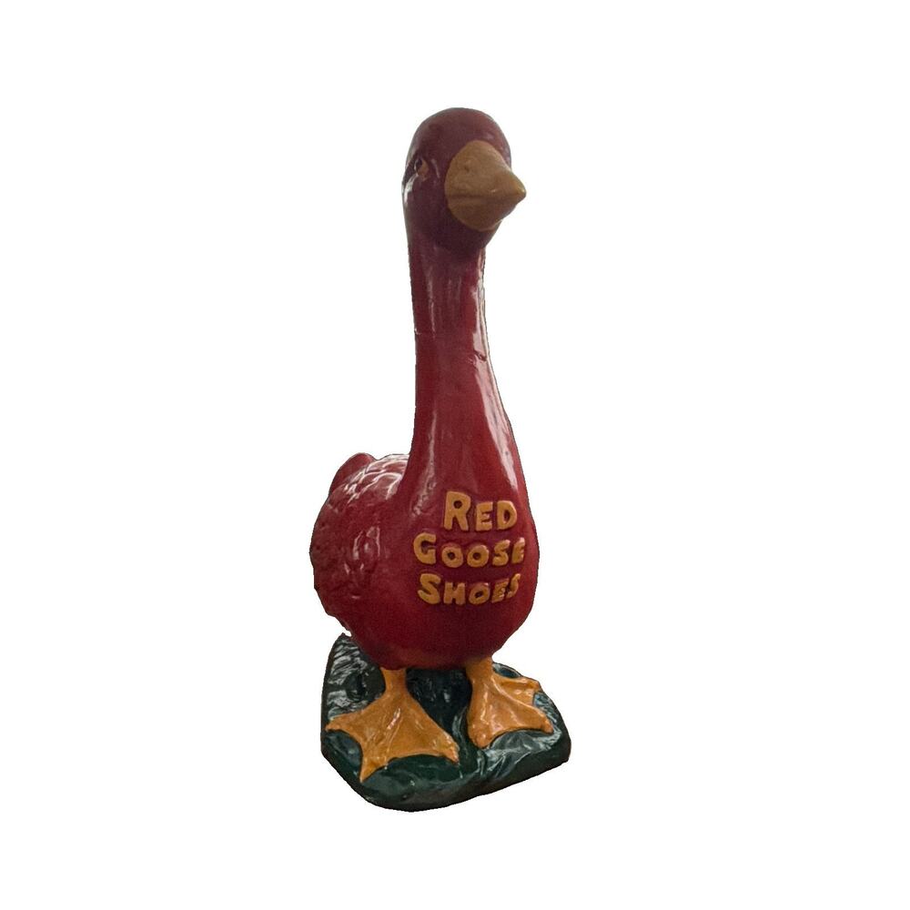 Vintage Red Goose Shoes Advertising Display Statue 11" Chalkware Store Decor